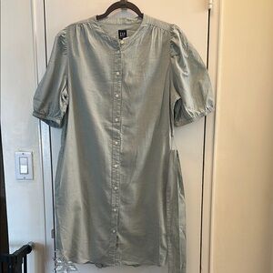 GAP Green Puff Sleeve Shirt Dress Casual